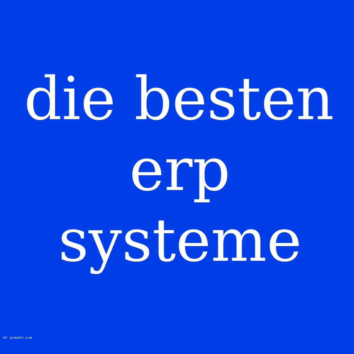 Die Besten Erp Systeme