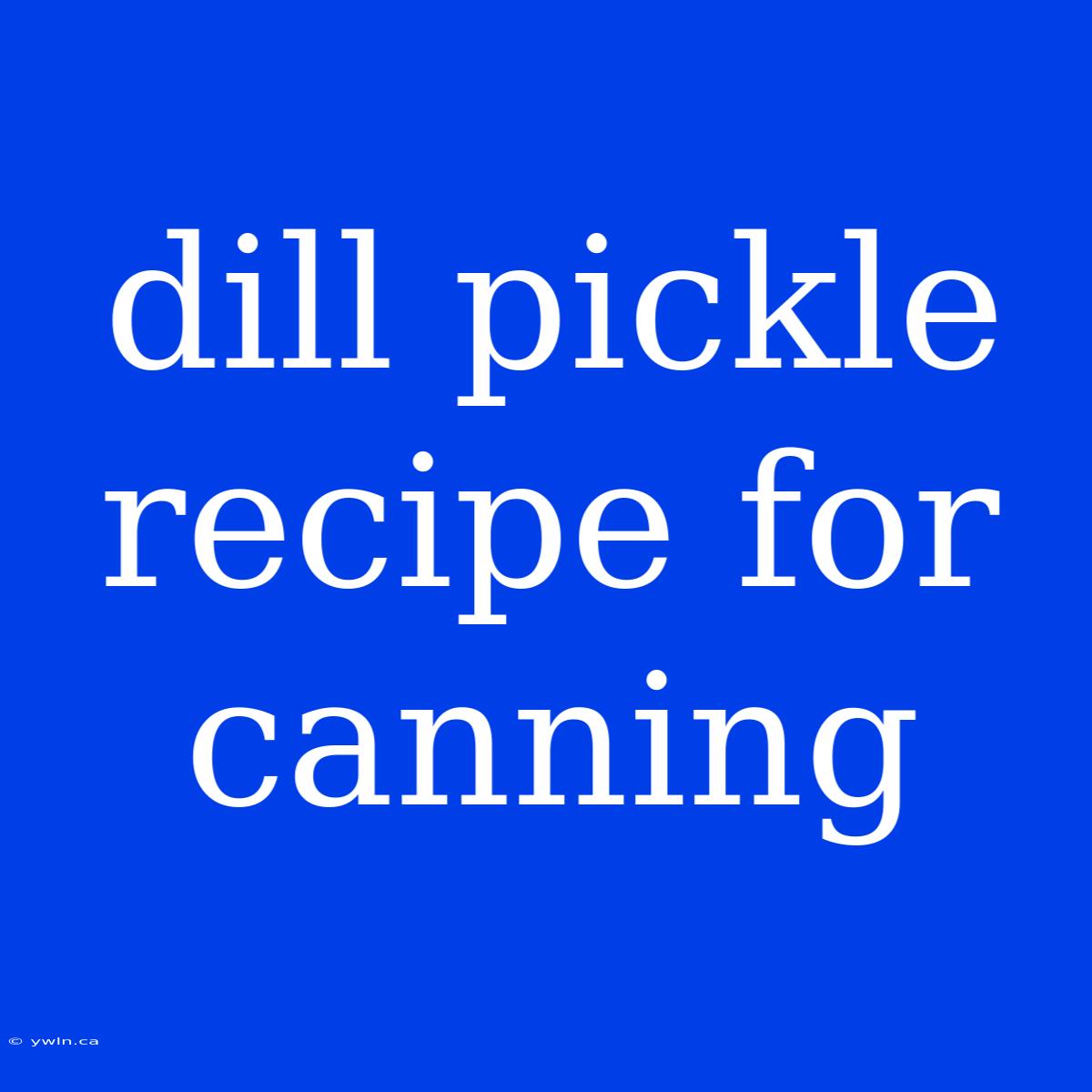 Dill Pickle Recipe For Canning