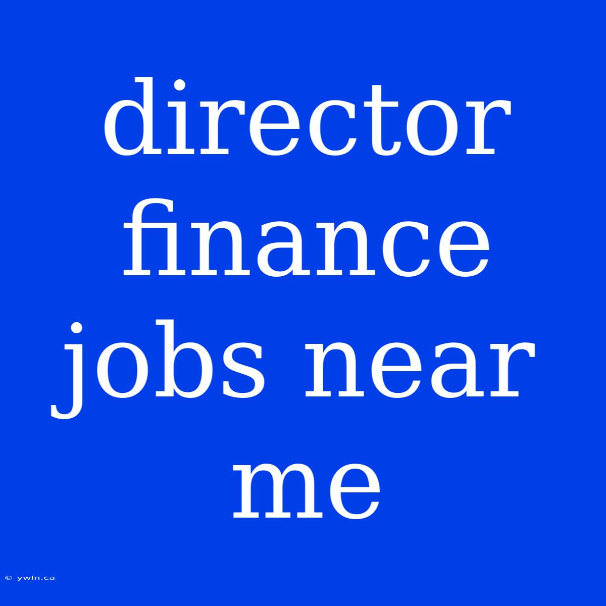 Director Finance Jobs Near Me