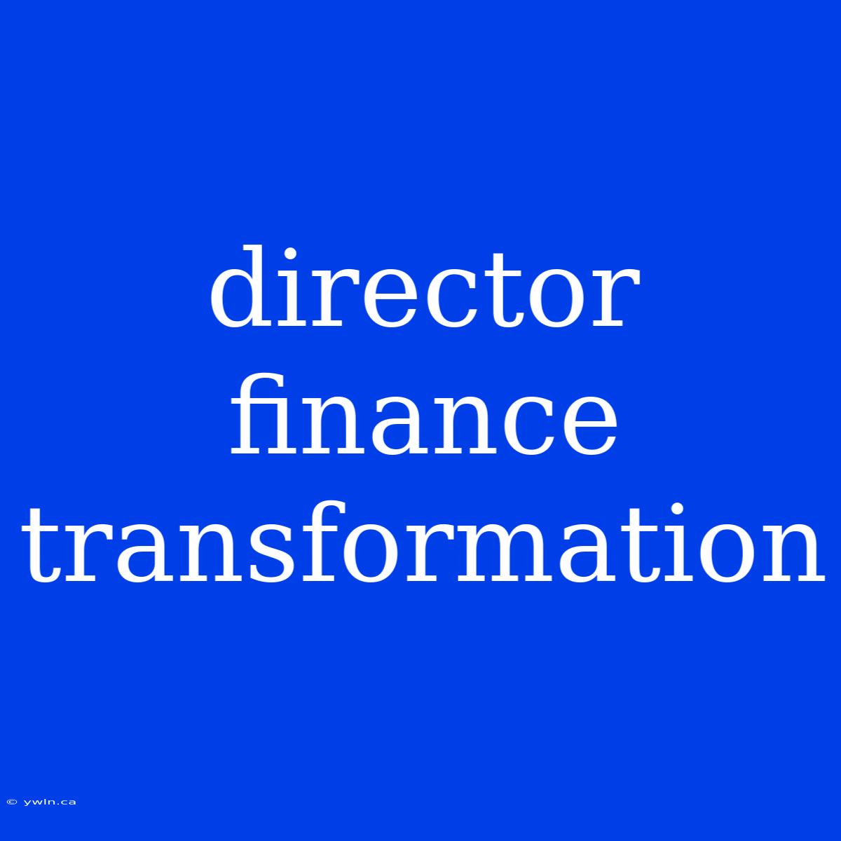 Director Finance Transformation