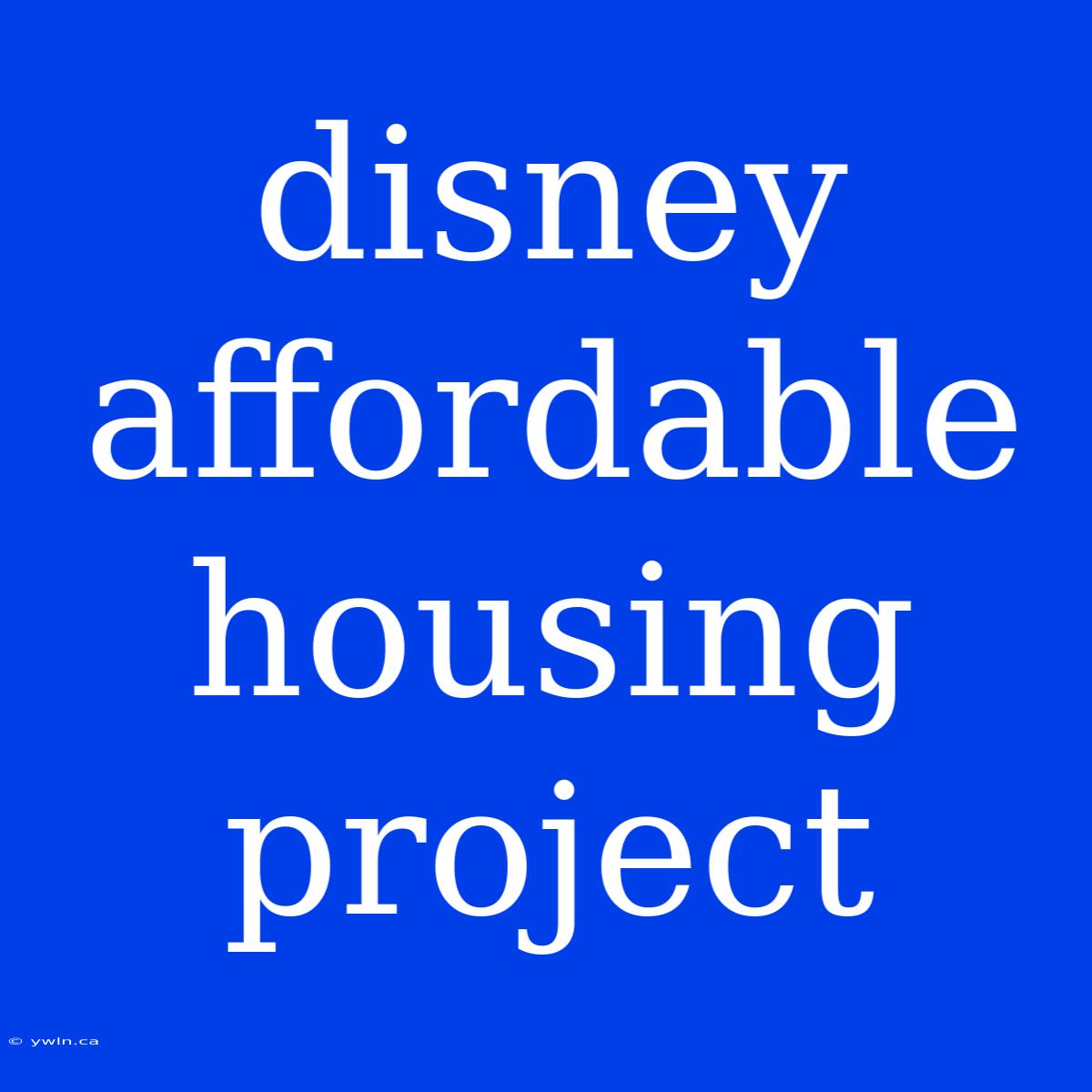 Disney Affordable Housing Project