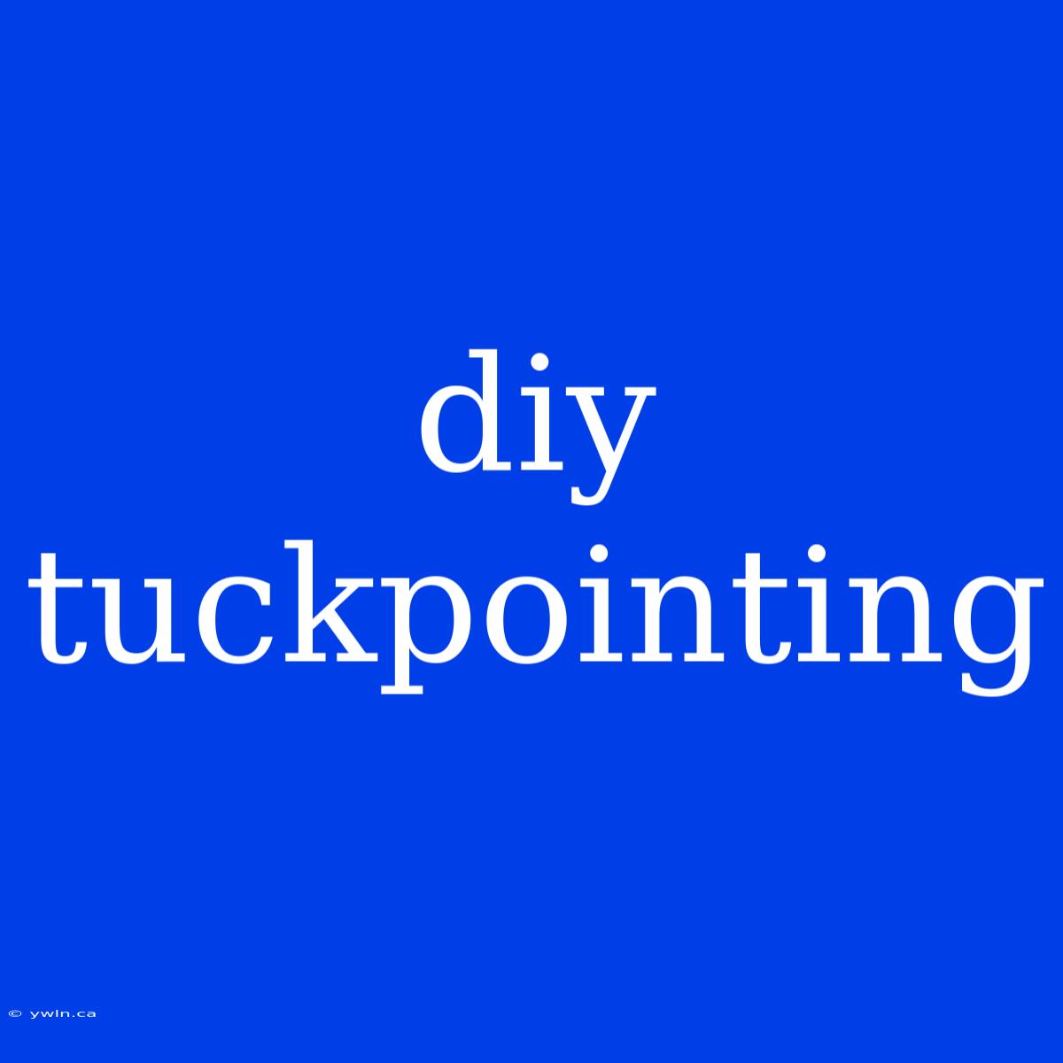 Diy Tuckpointing