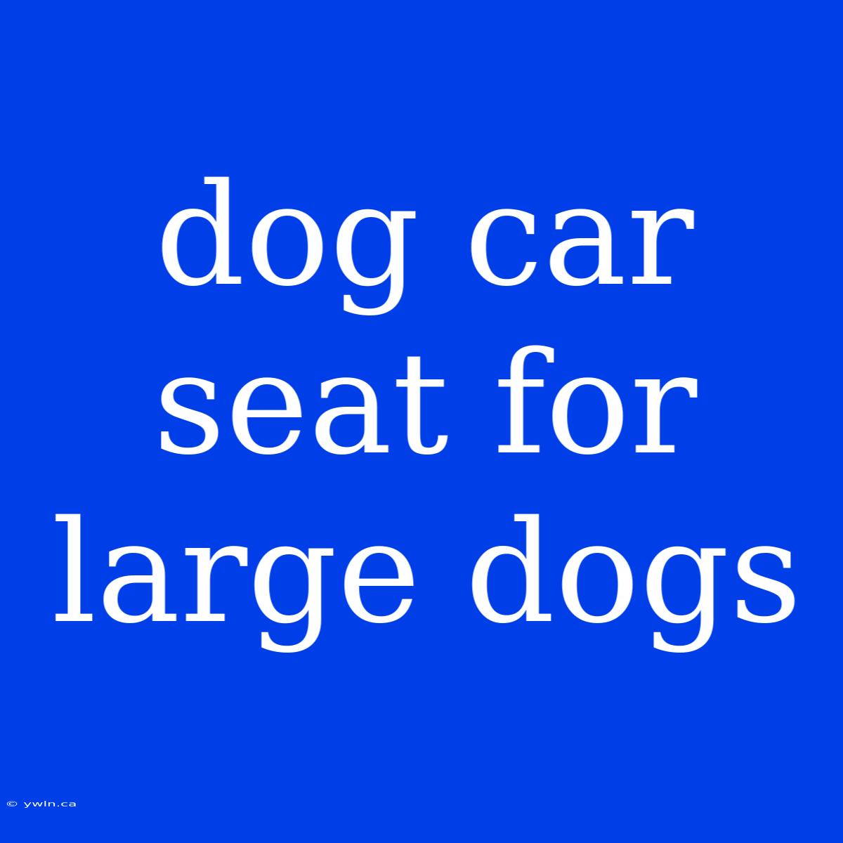 Dog Car Seat For Large Dogs