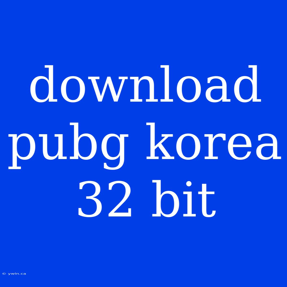 Download Pubg Korea 32 Bit