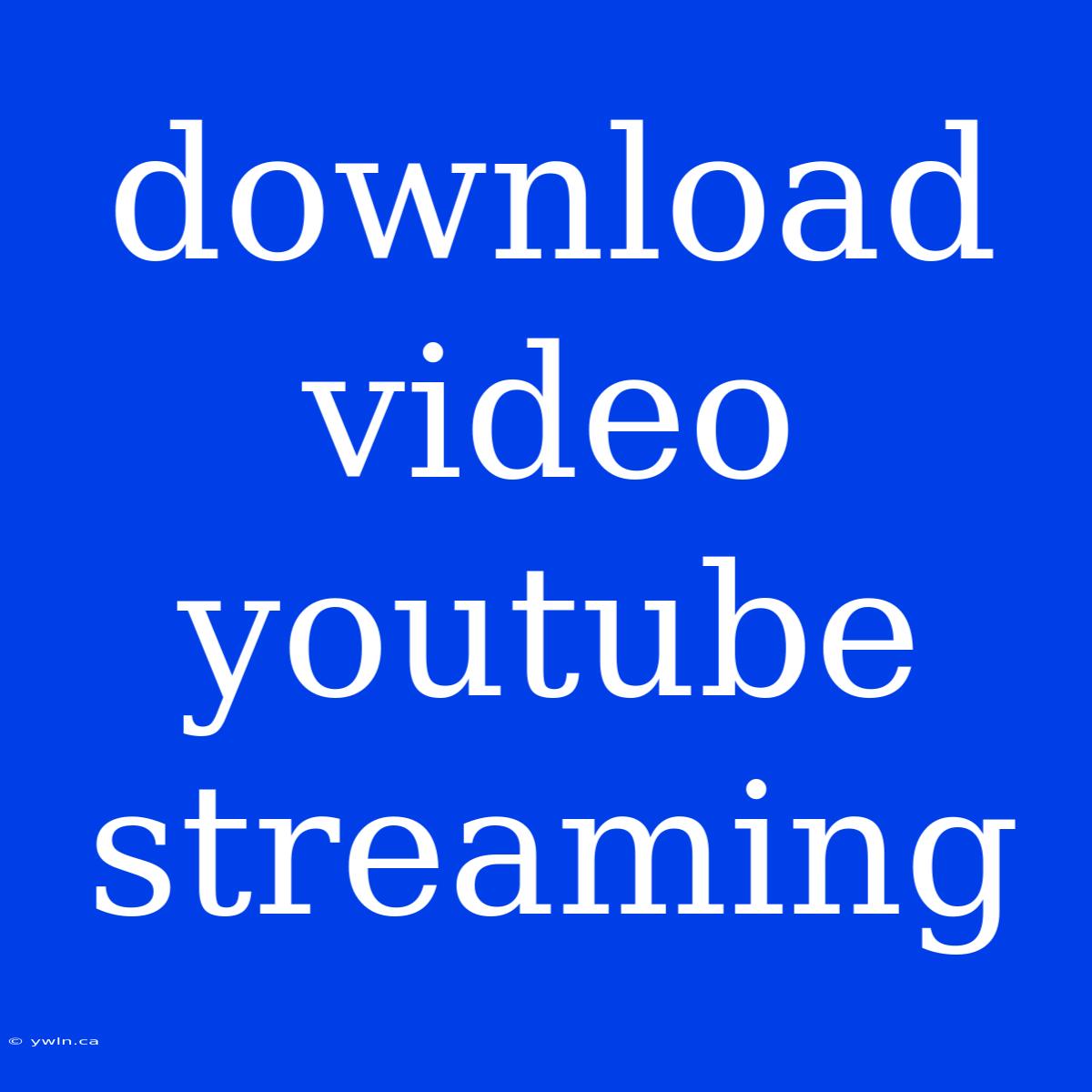 Download Video Youtube Streaming