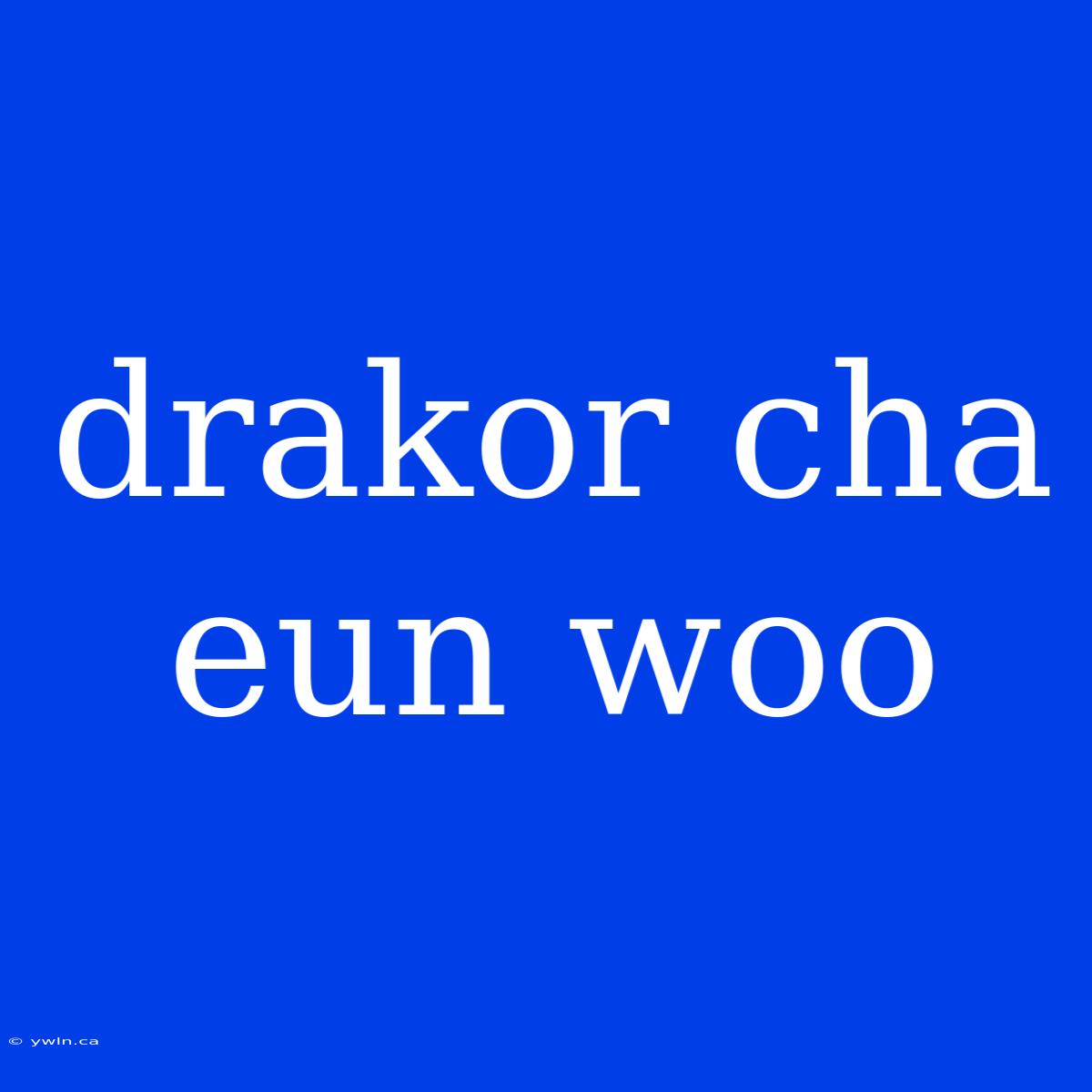 Drakor Cha Eun Woo