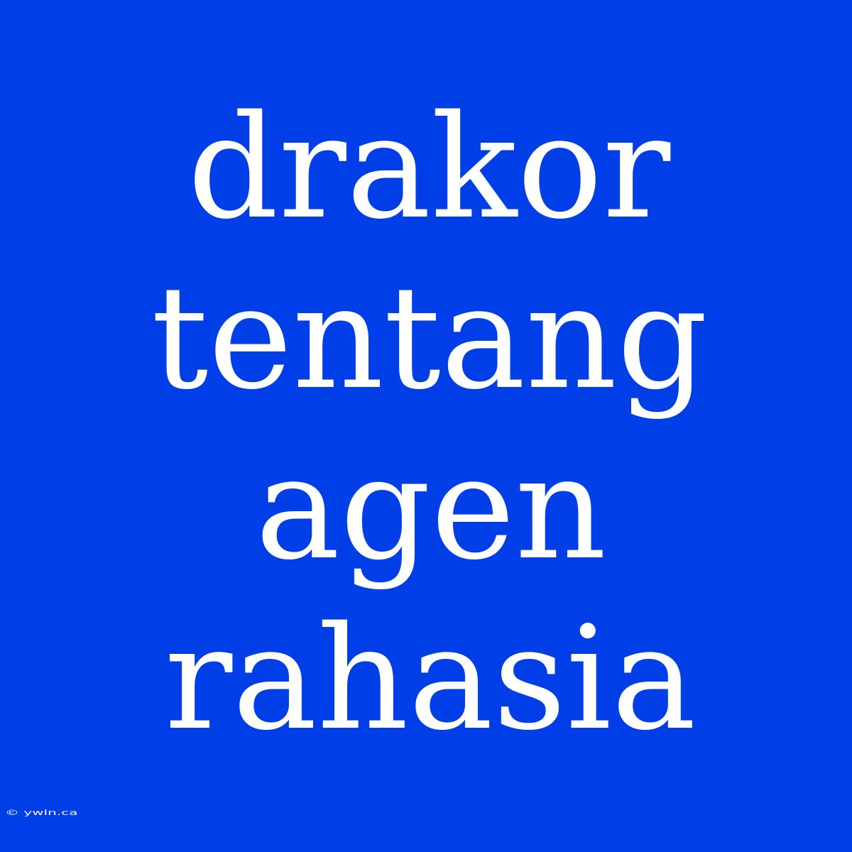 Drakor Tentang Agen Rahasia