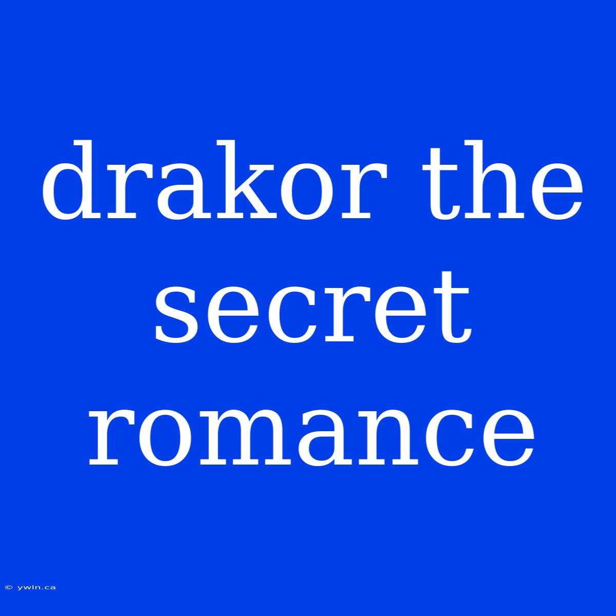 Drakor The Secret Romance