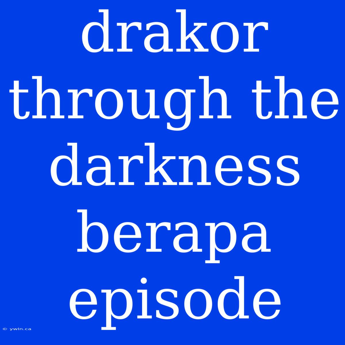 Drakor Through The Darkness Berapa Episode