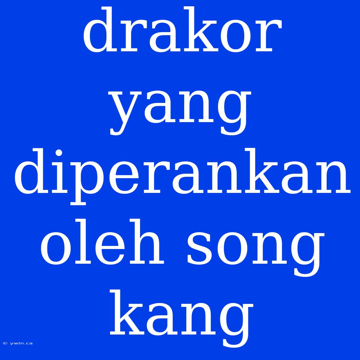 Drakor Yang Diperankan Oleh Song Kang