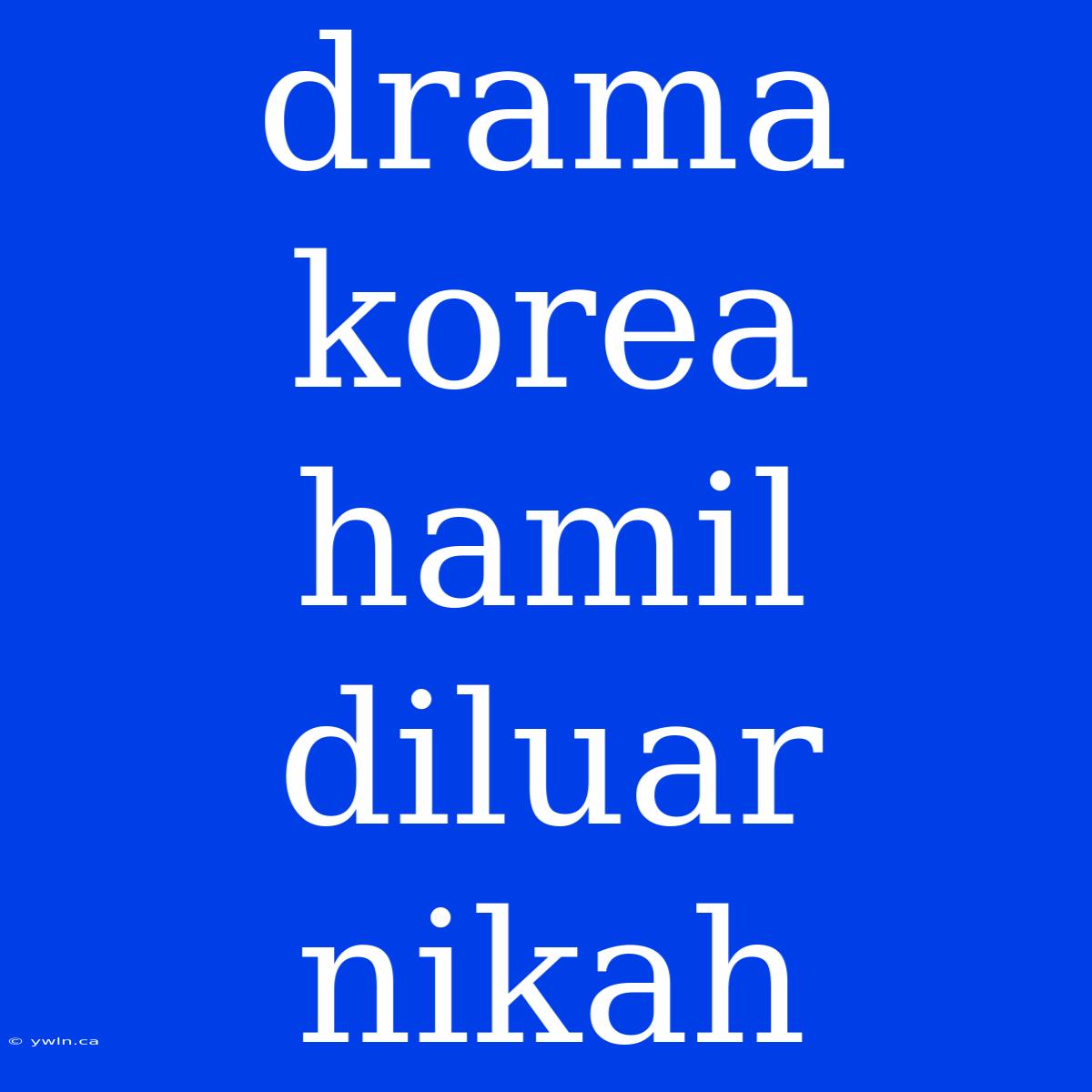 Drama Korea Hamil Diluar Nikah