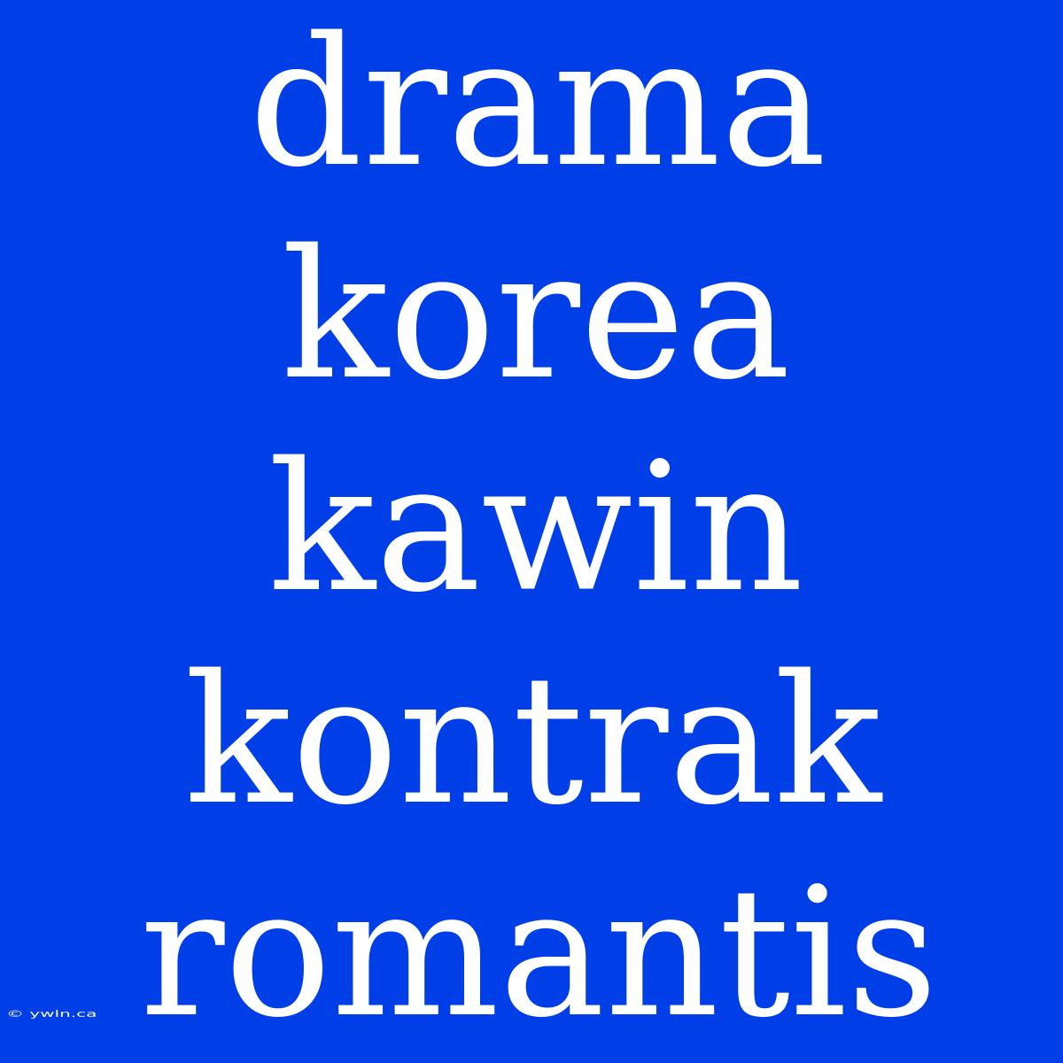 Drama Korea Kawin Kontrak Romantis