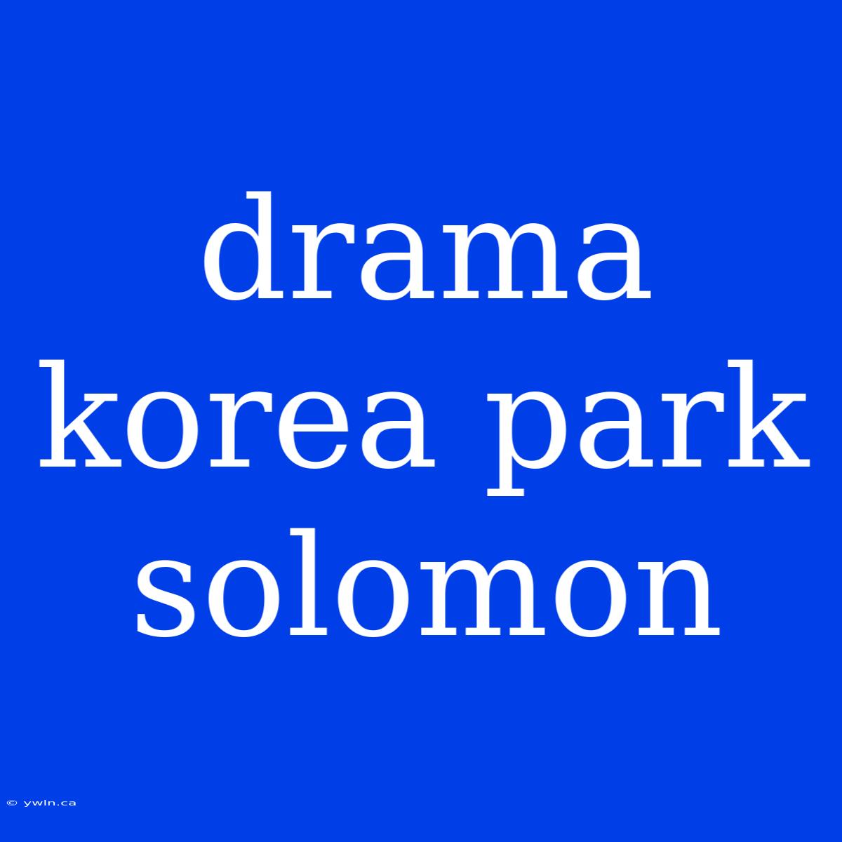 Drama Korea Park Solomon