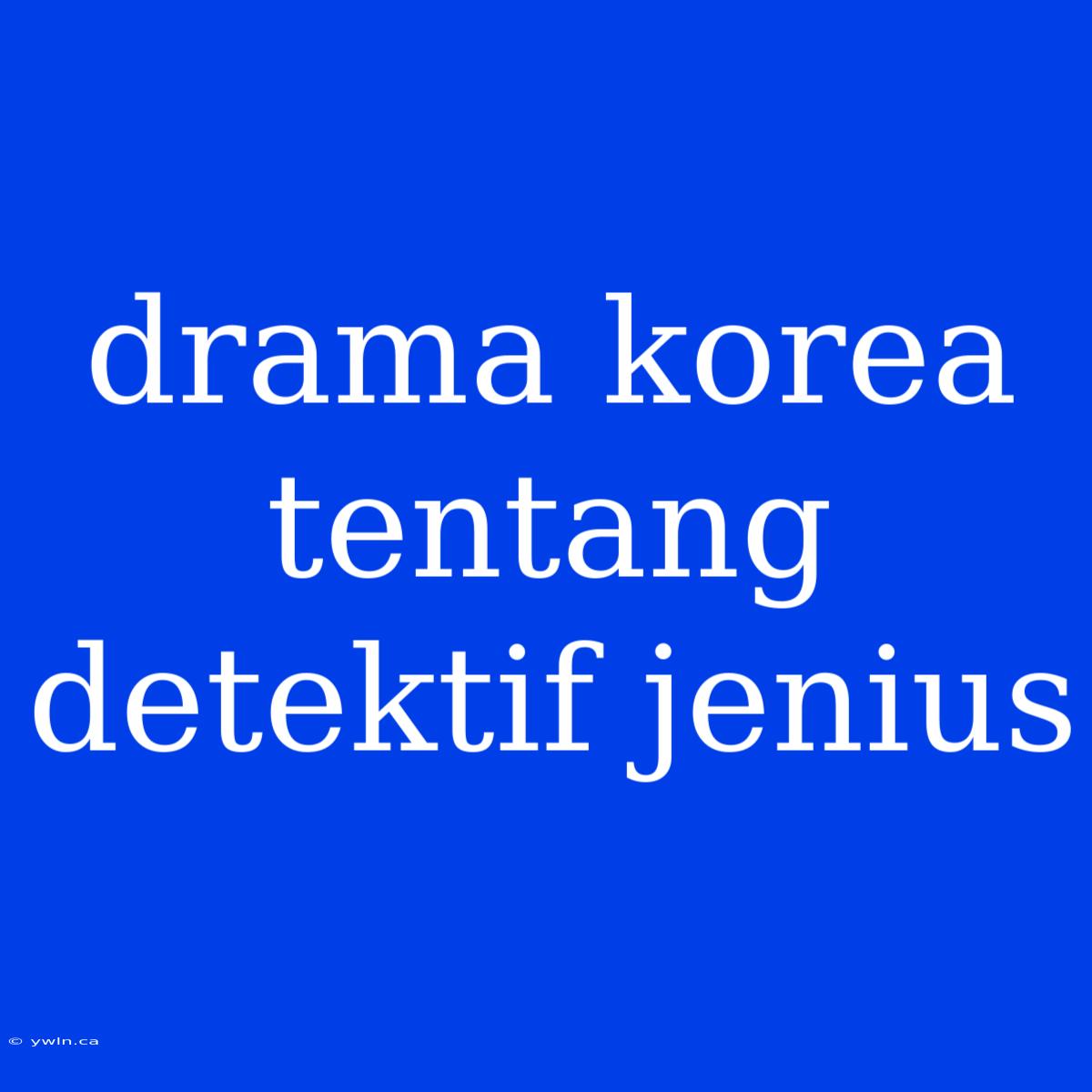 Drama Korea Tentang Detektif Jenius