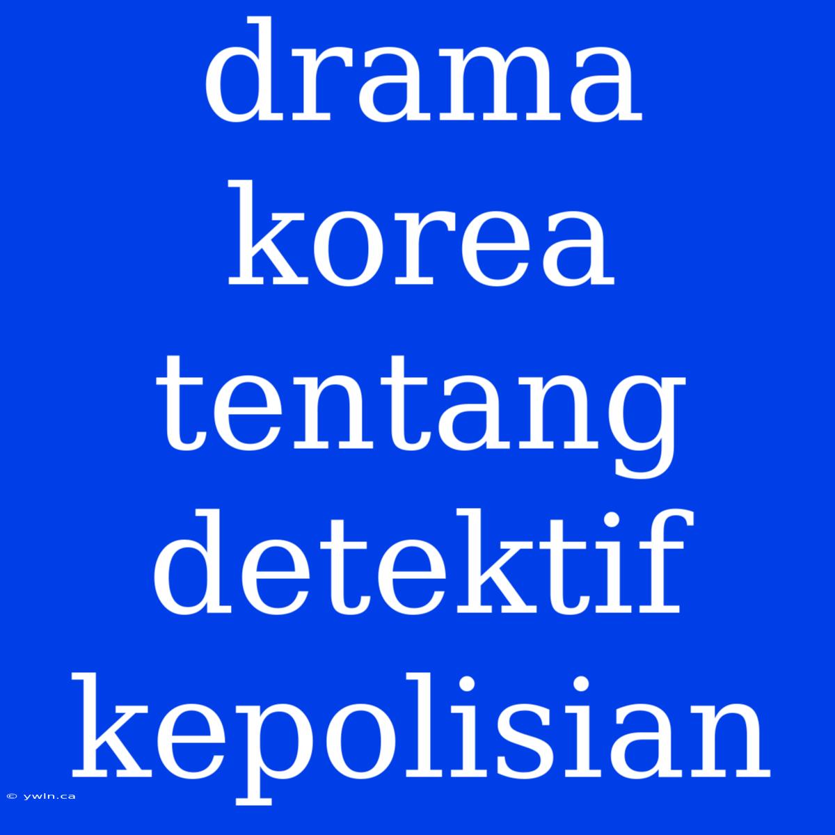 Drama Korea Tentang Detektif Kepolisian