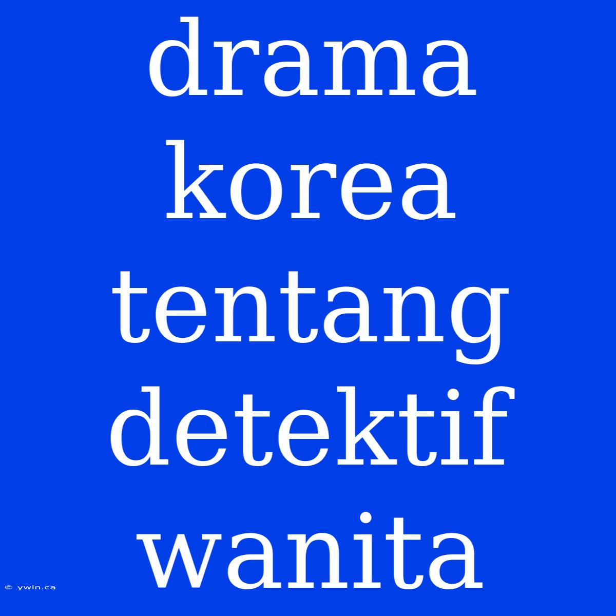 Drama Korea Tentang Detektif Wanita