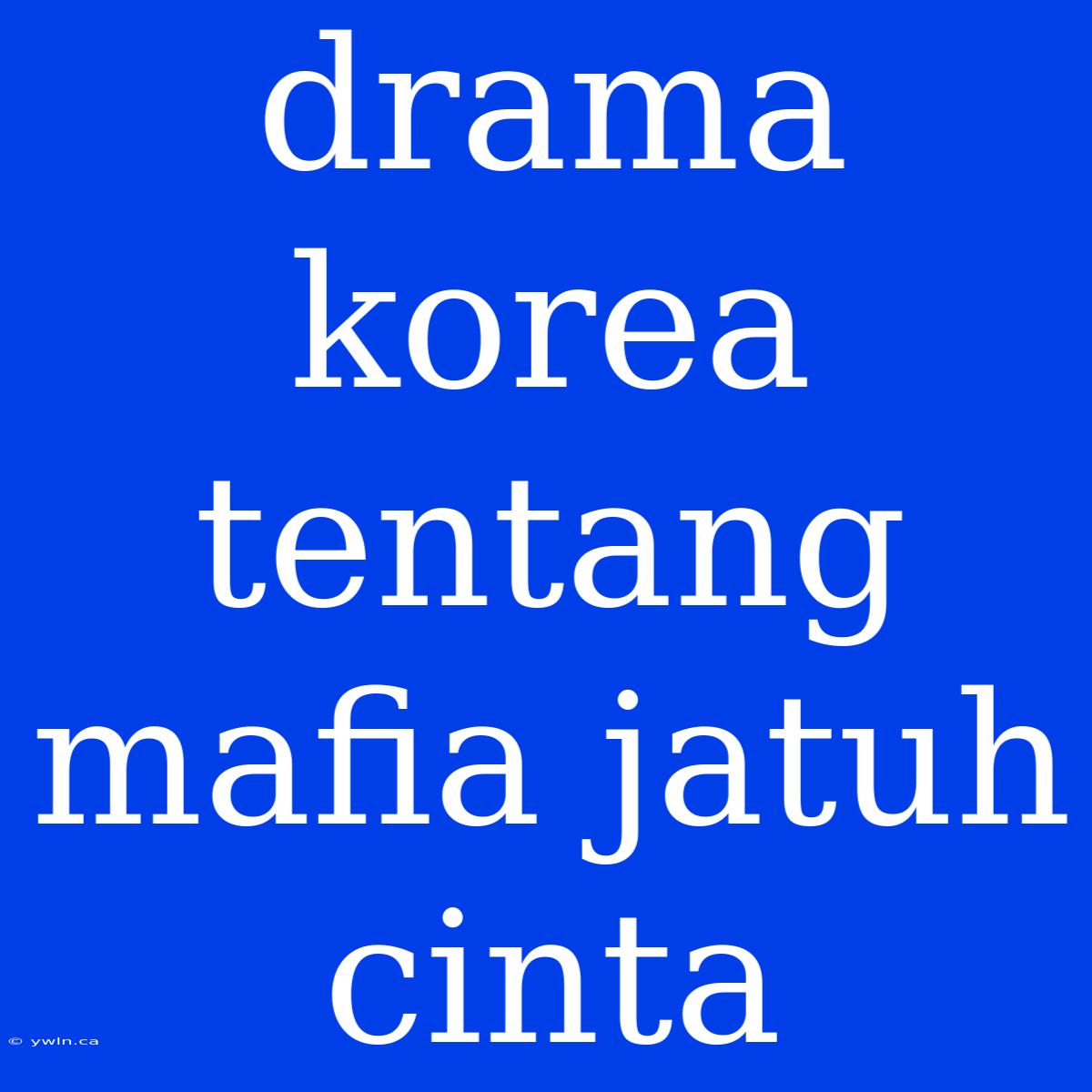 Drama Korea Tentang Mafia Jatuh Cinta