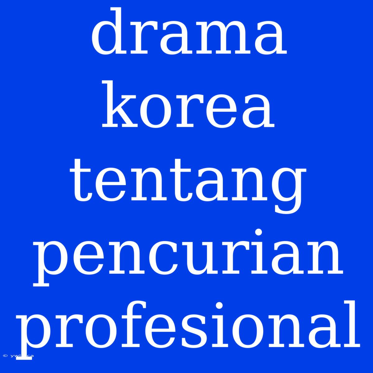 Drama Korea Tentang Pencurian Profesional