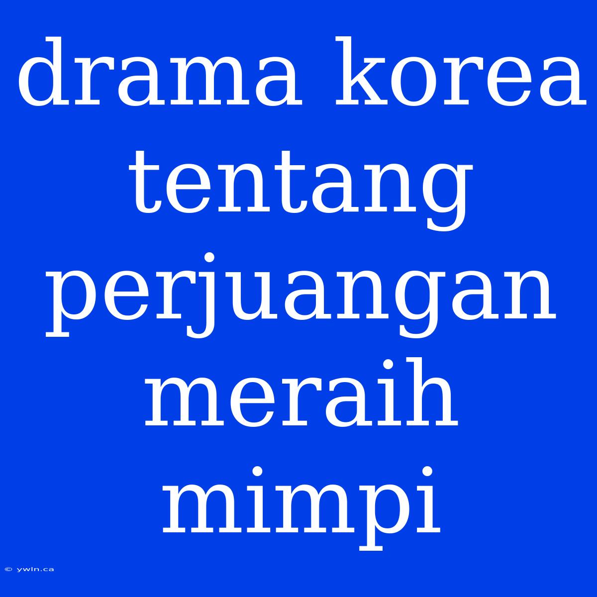 Drama Korea Tentang Perjuangan Meraih Mimpi