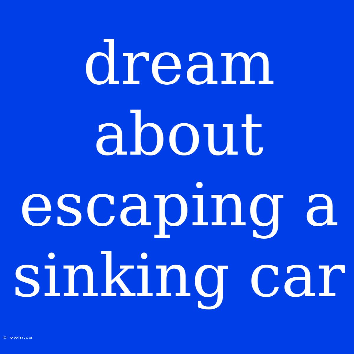 Dream About Escaping A Sinking Car