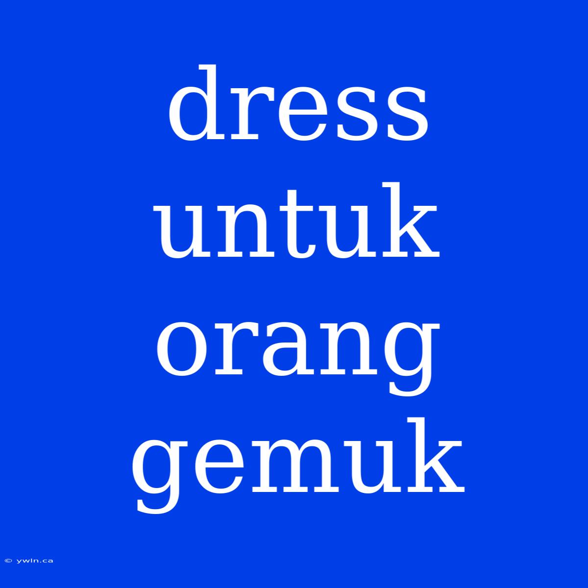 Dress Untuk Orang Gemuk