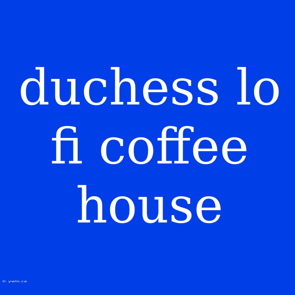 Duchess Lo Fi Coffee House