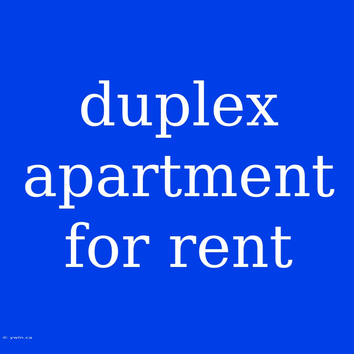 Duplex Apartment For Rent