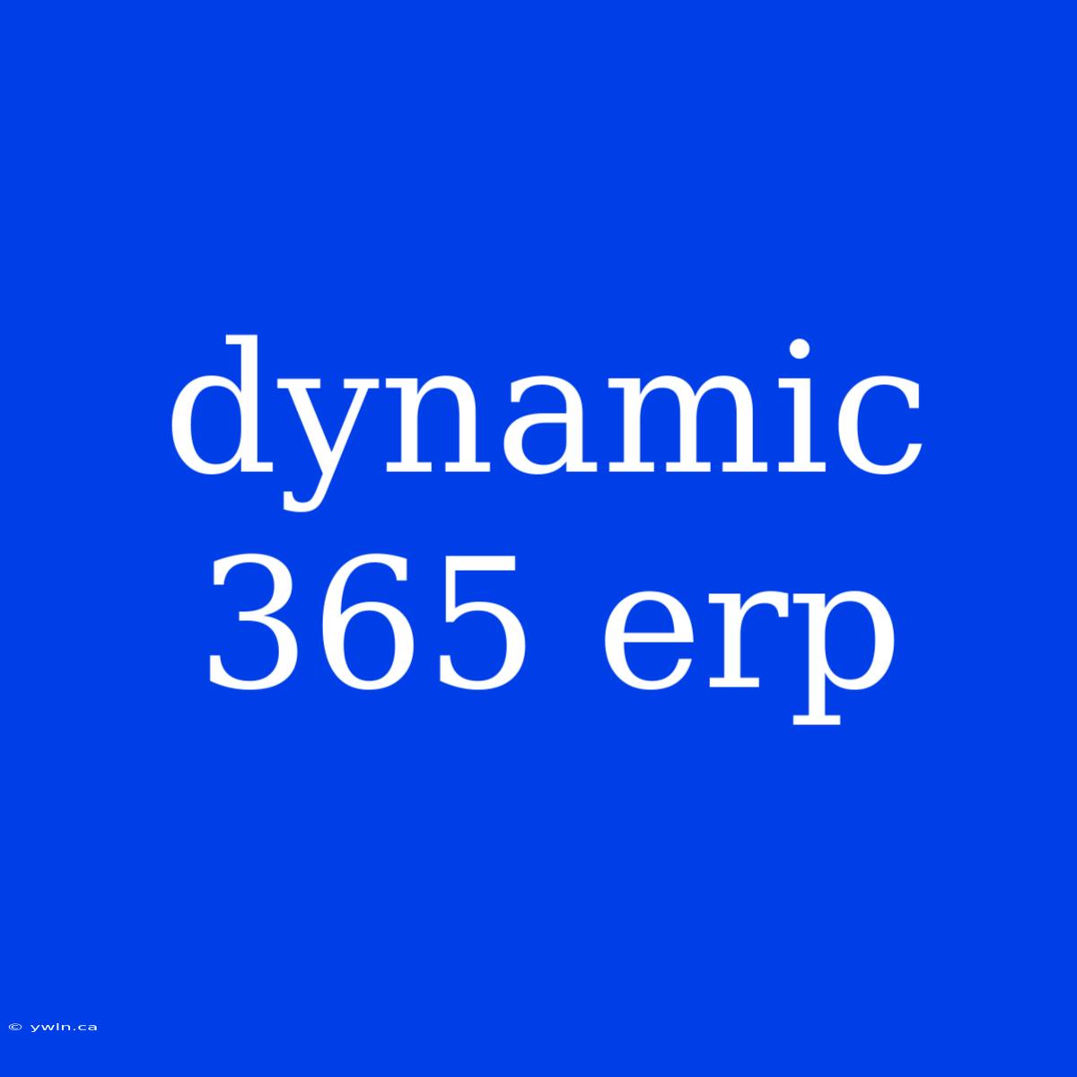 Dynamic 365 Erp