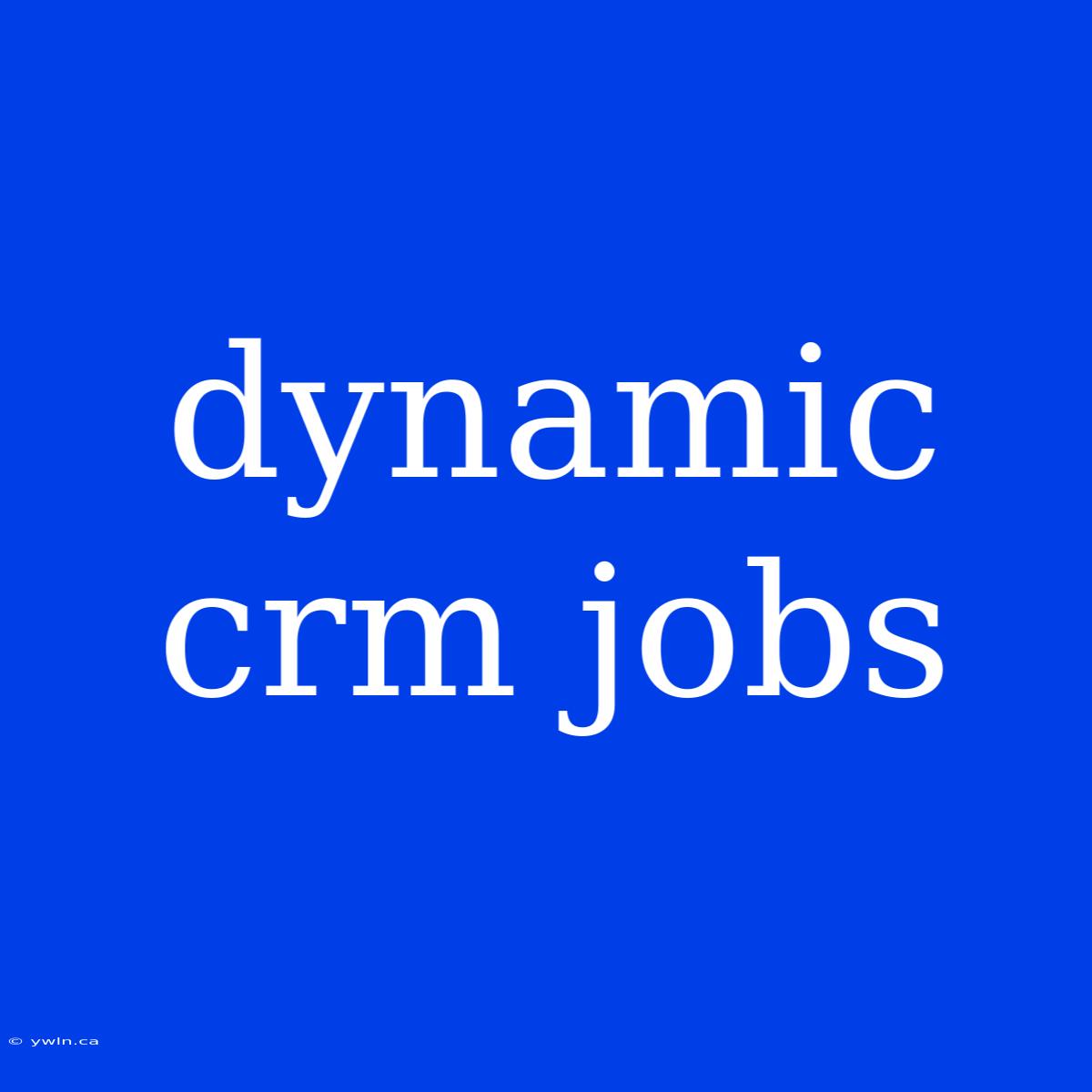 Dynamic Crm Jobs