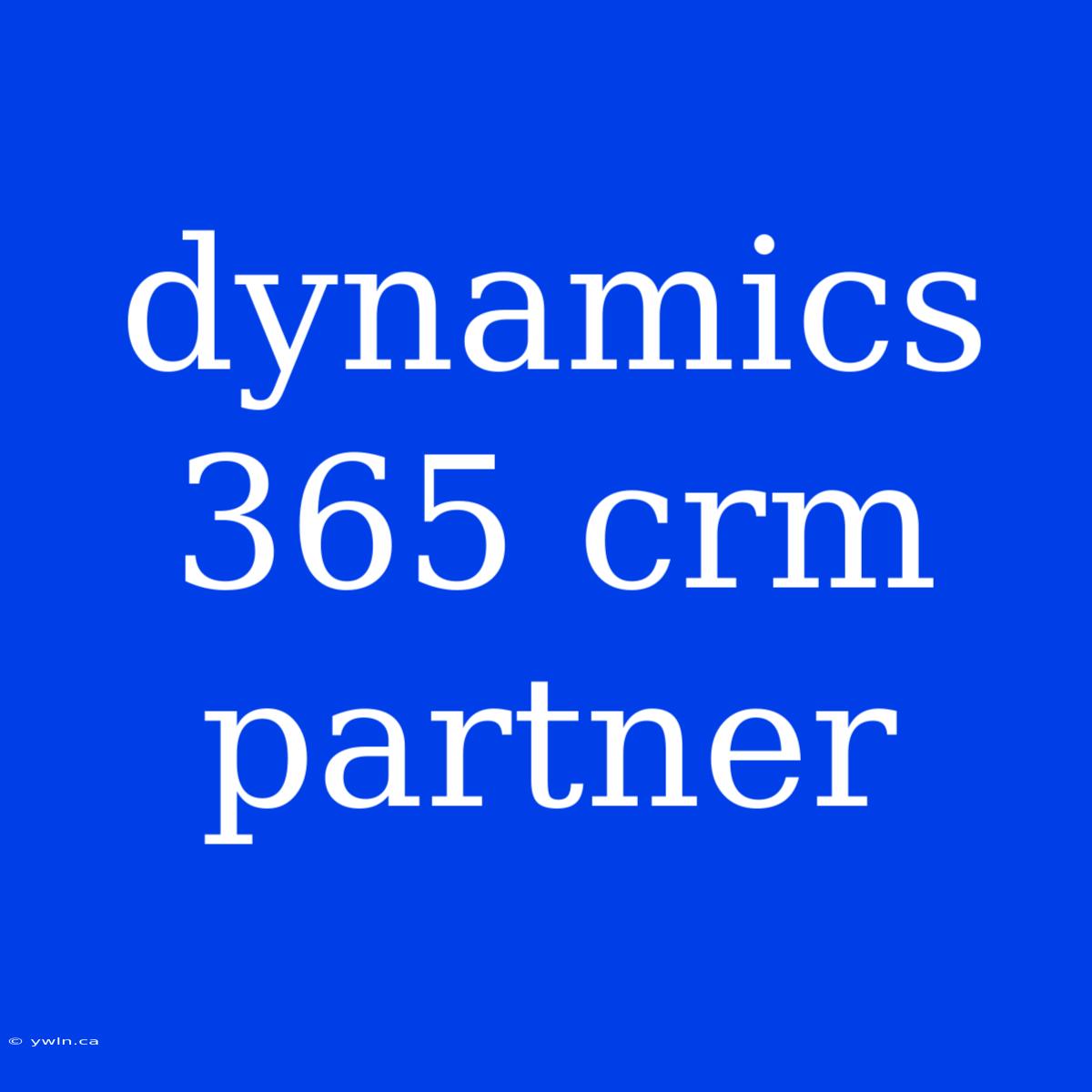 Dynamics 365 Crm Partner