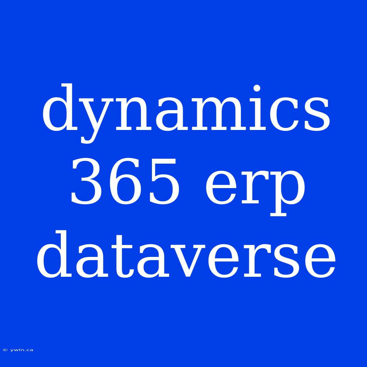 Dynamics 365 Erp Dataverse