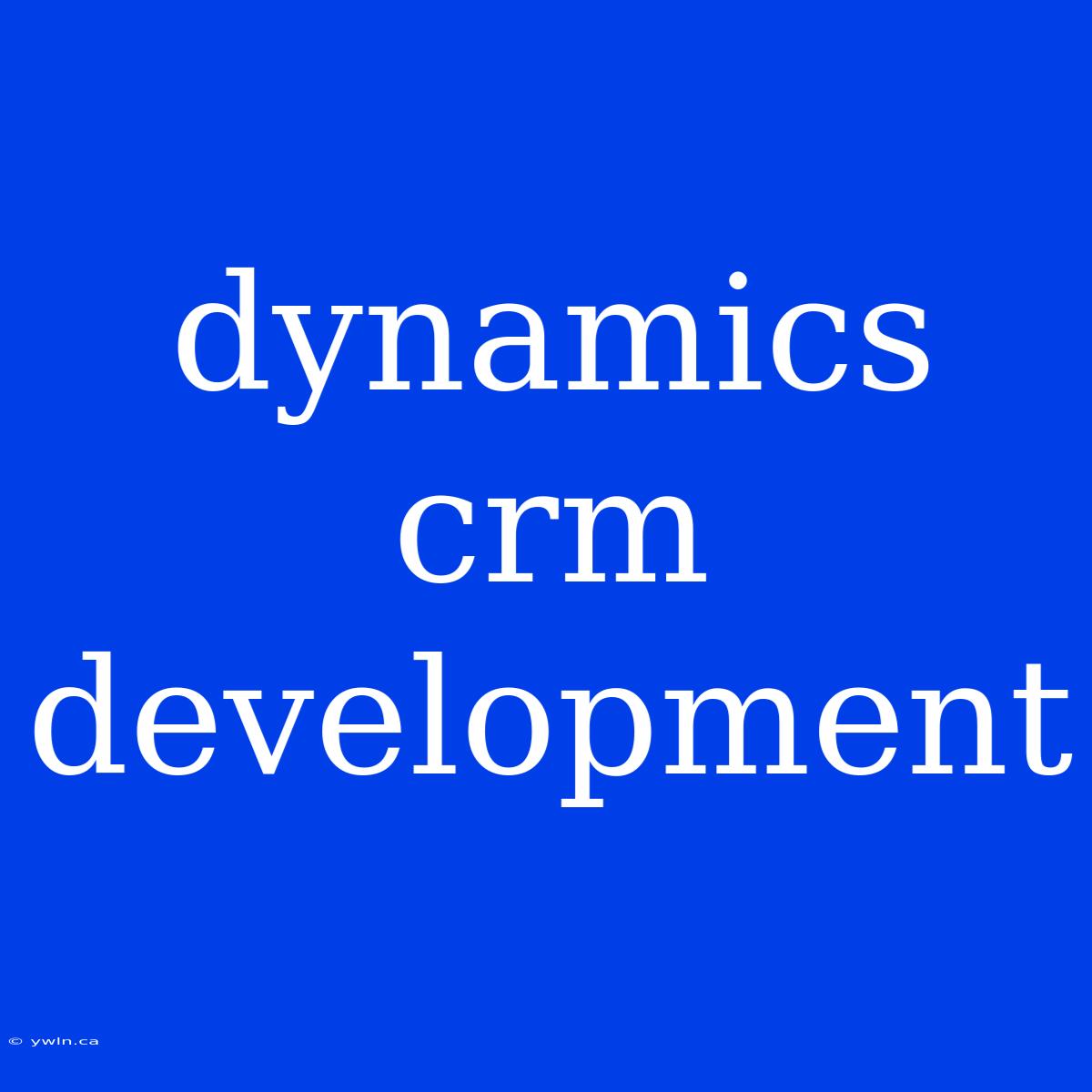 Dynamics Crm Development