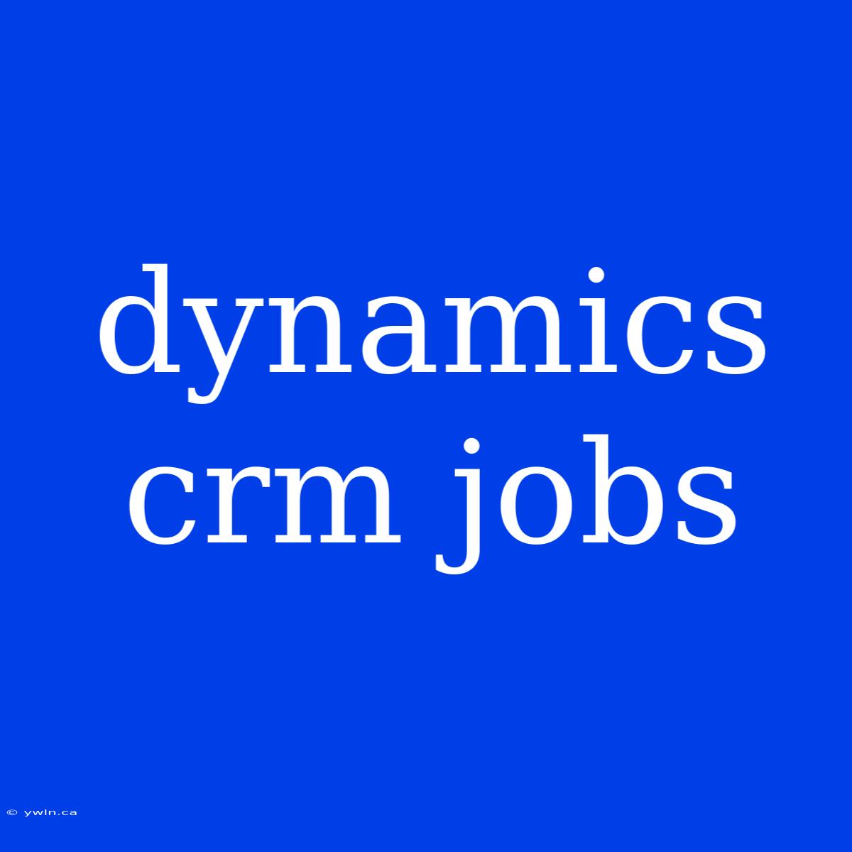 Dynamics Crm Jobs