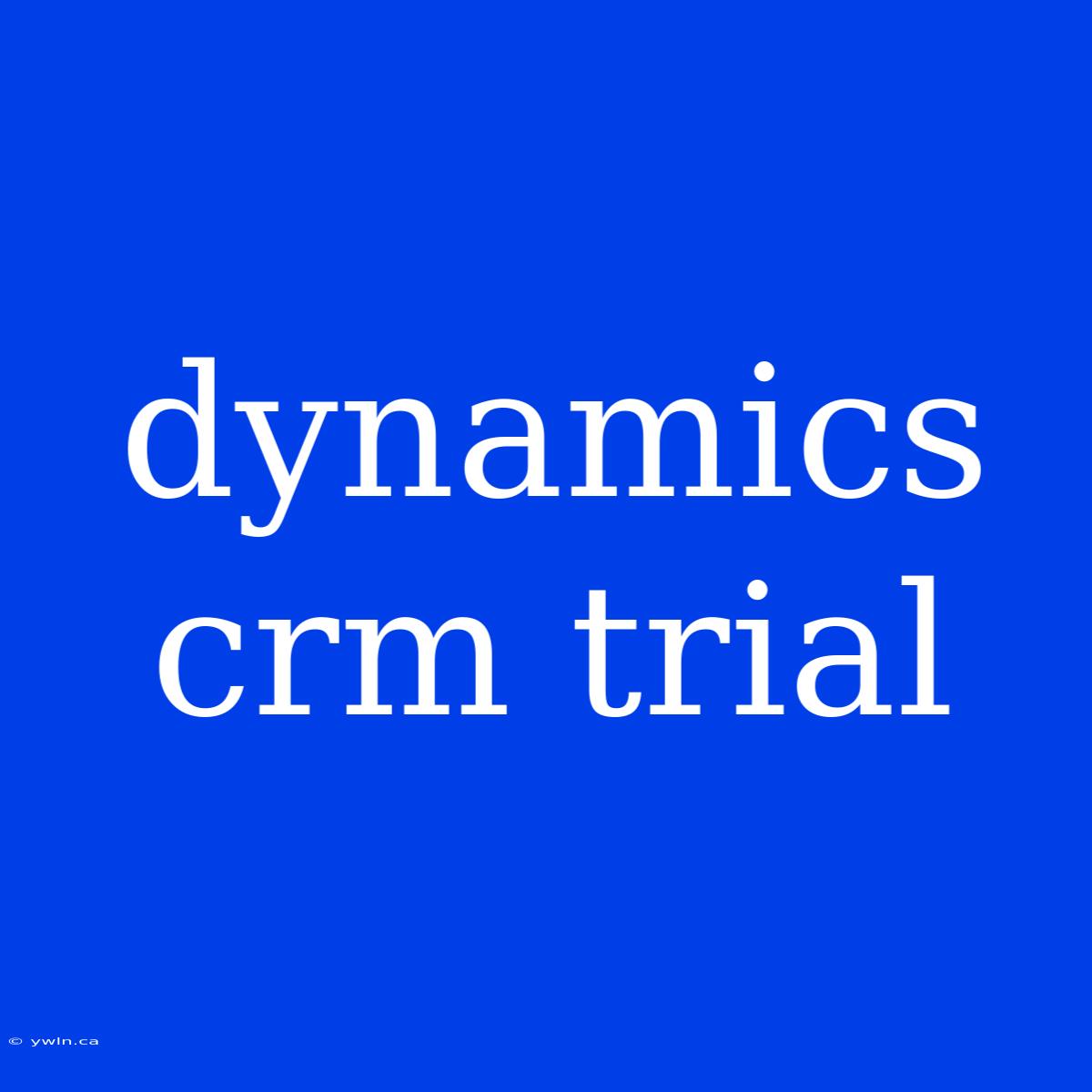 Dynamics Crm Trial