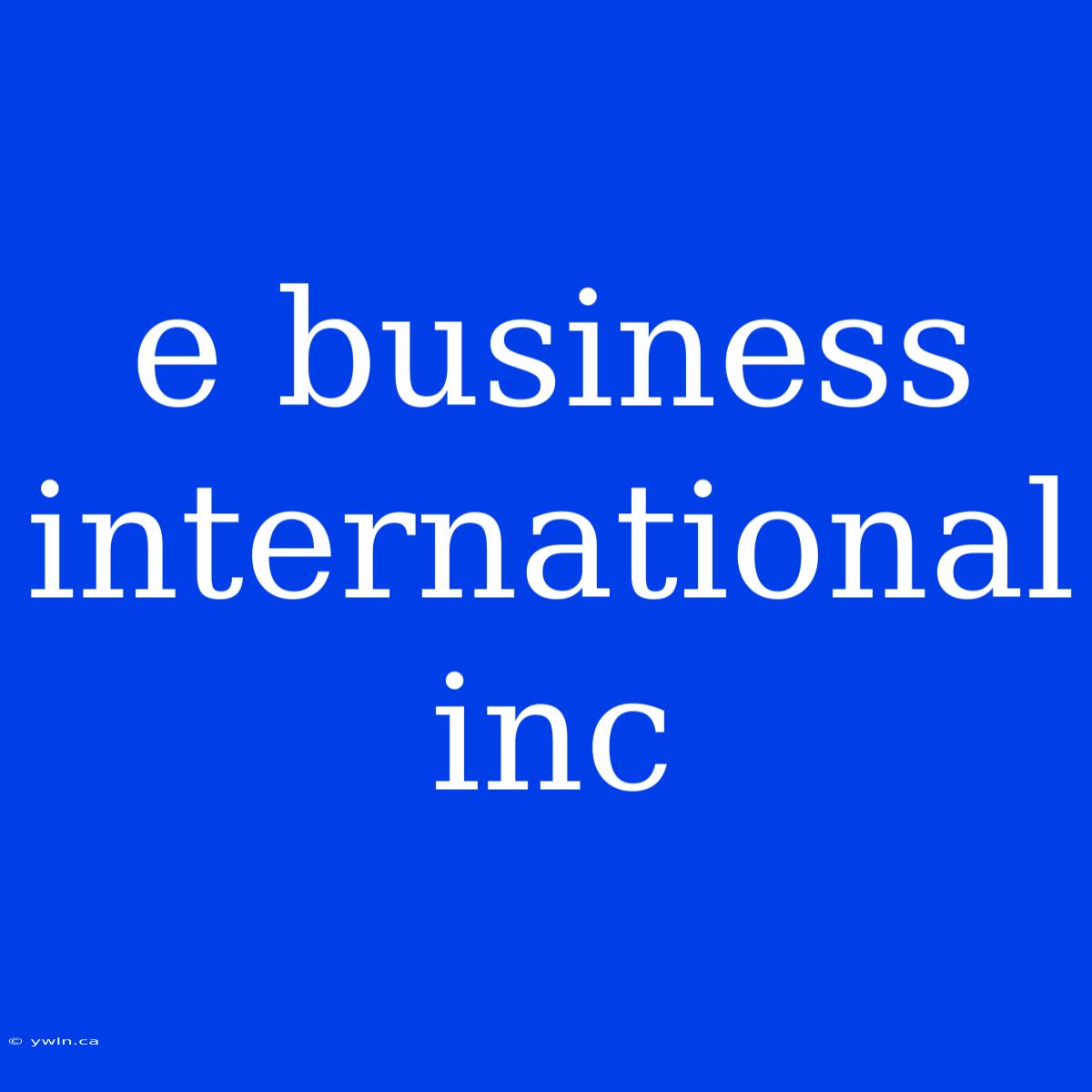 E Business International Inc