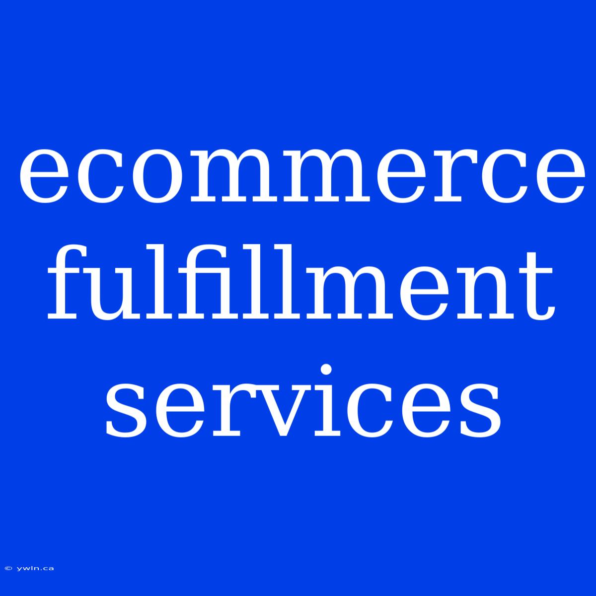 Ecommerce Fulfillment Services