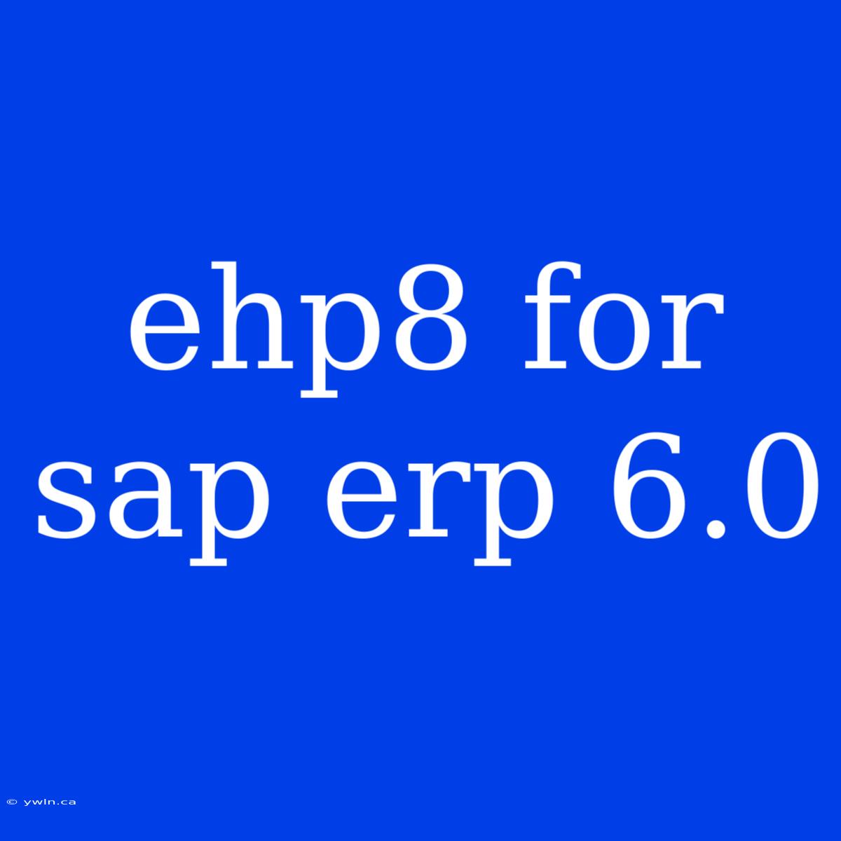 Ehp8 For Sap Erp 6.0