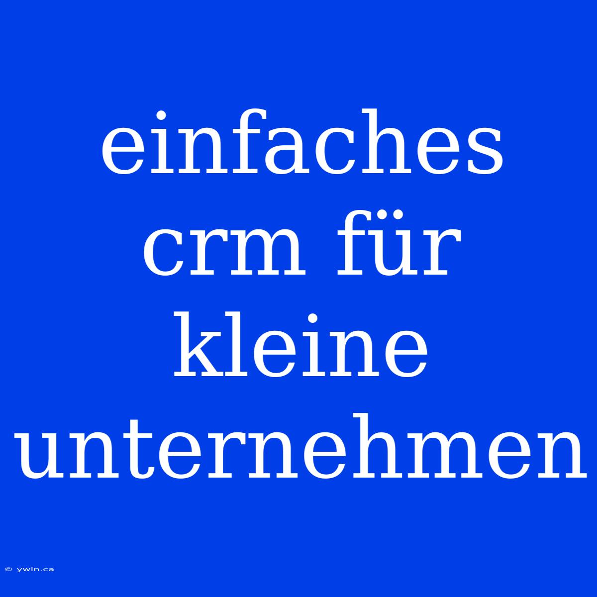 Einfaches Crm Für Kleine Unternehmen