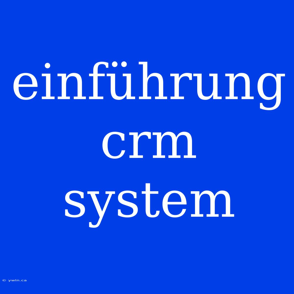 Einführung Crm System