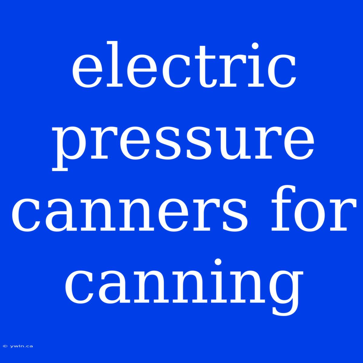 Electric Pressure Canners For Canning