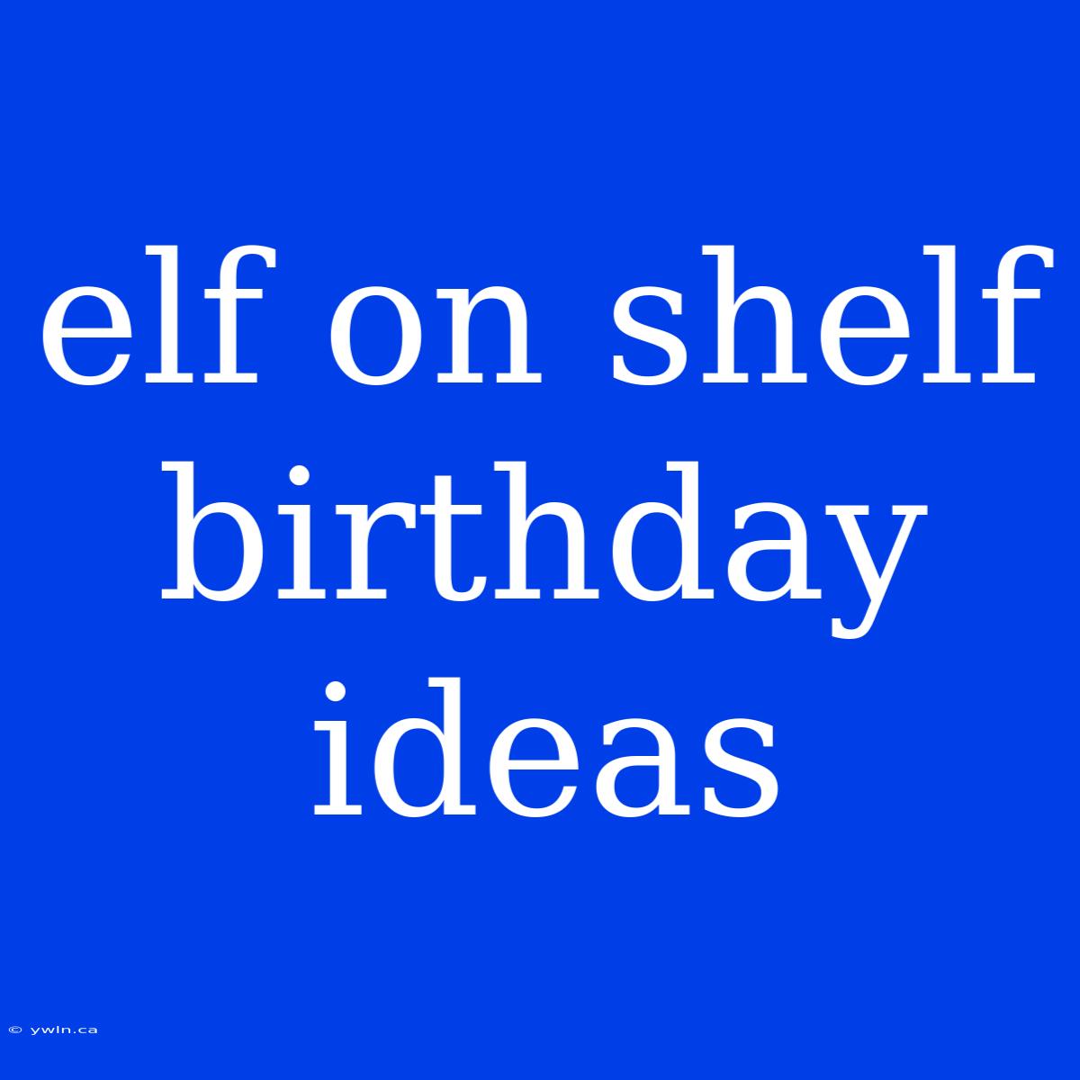 Elf On Shelf Birthday Ideas