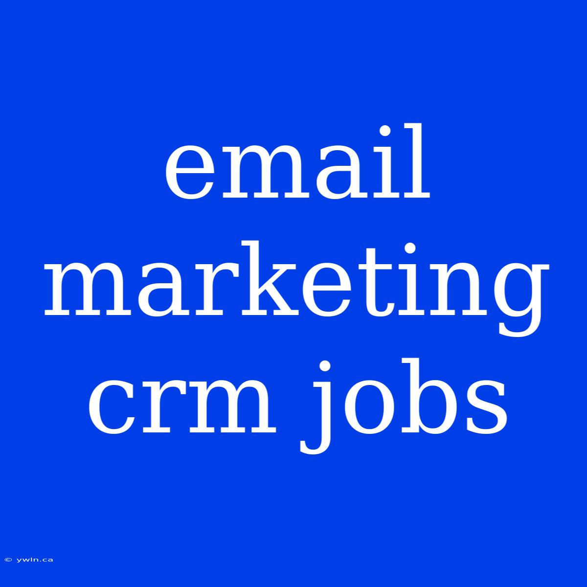 Email Marketing Crm Jobs