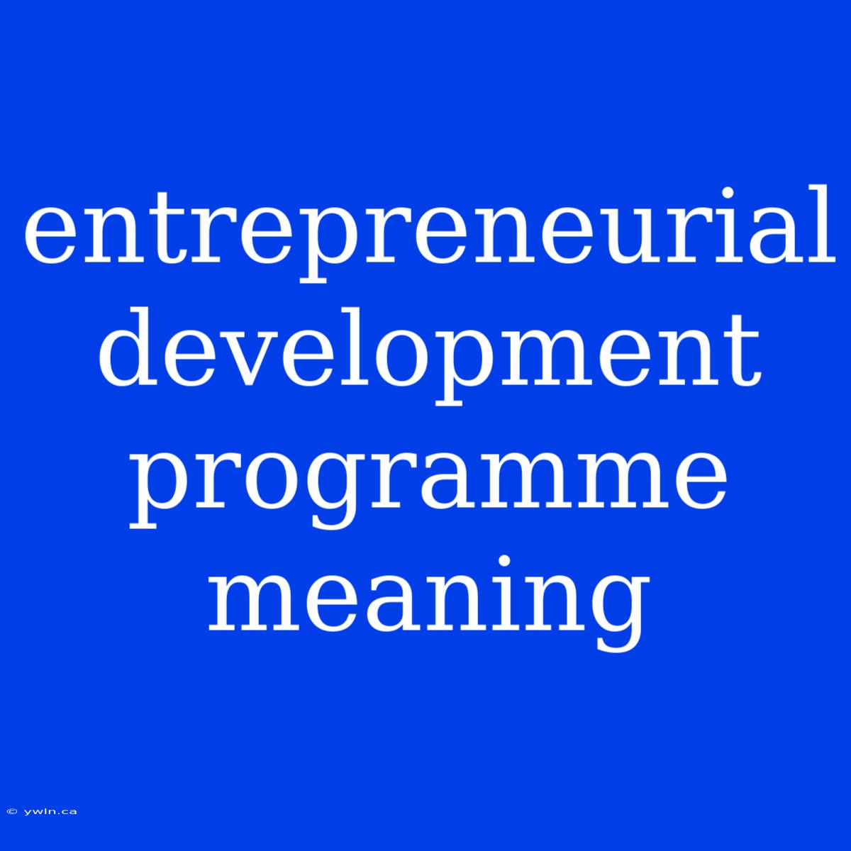 Entrepreneurial Development Programme Meaning