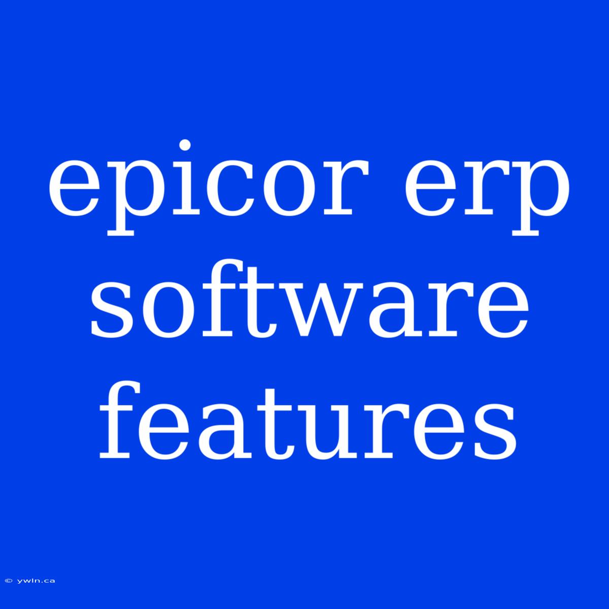 Epicor Erp Software Features