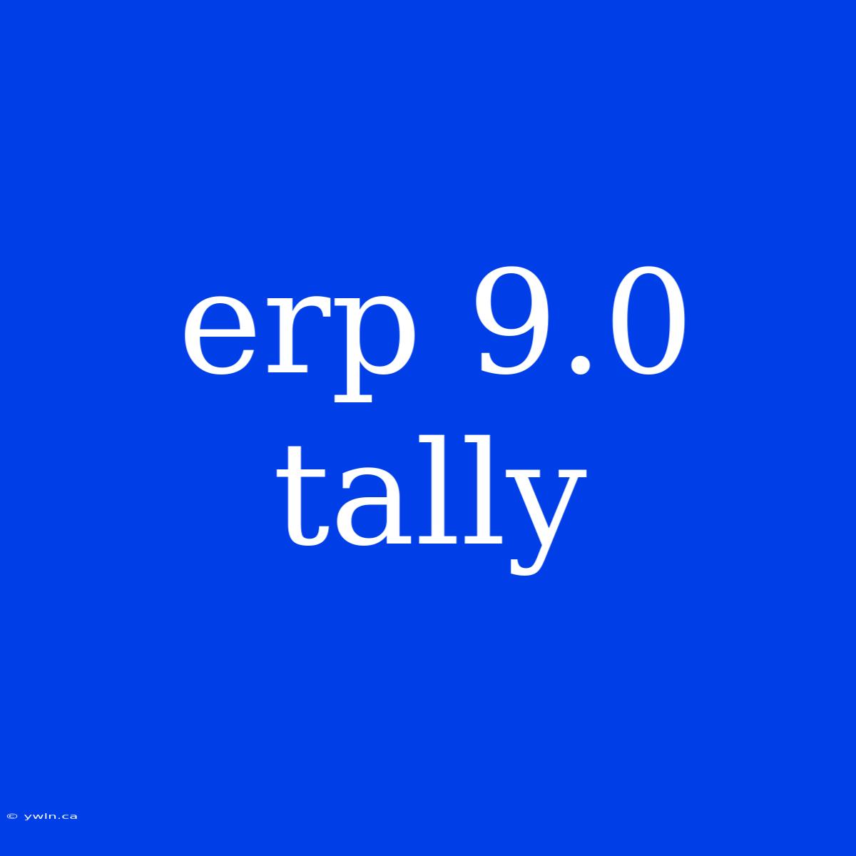 Erp 9.0 Tally