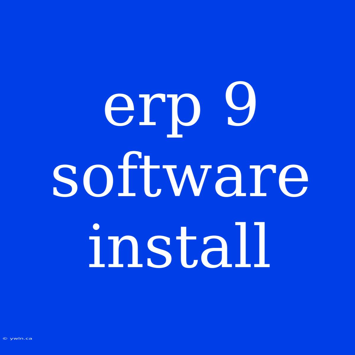 Erp 9 Software Install