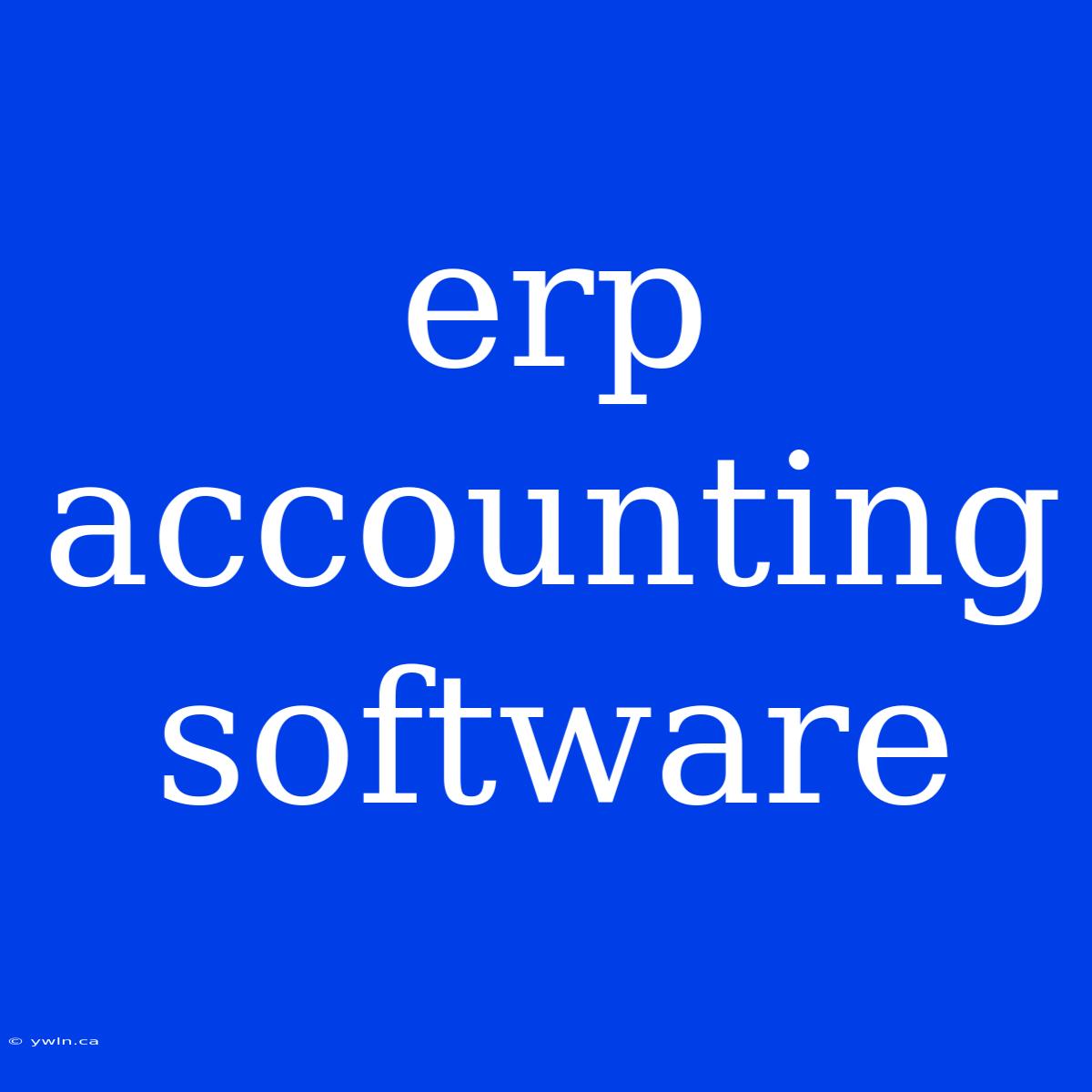 Erp Accounting Software