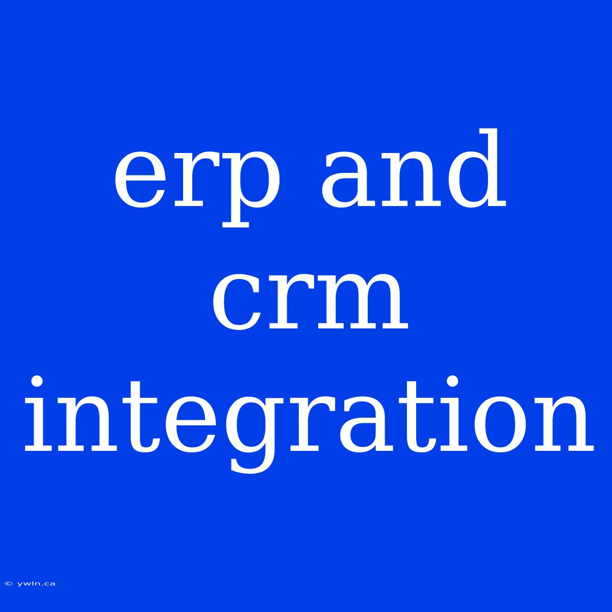 Erp And Crm Integration