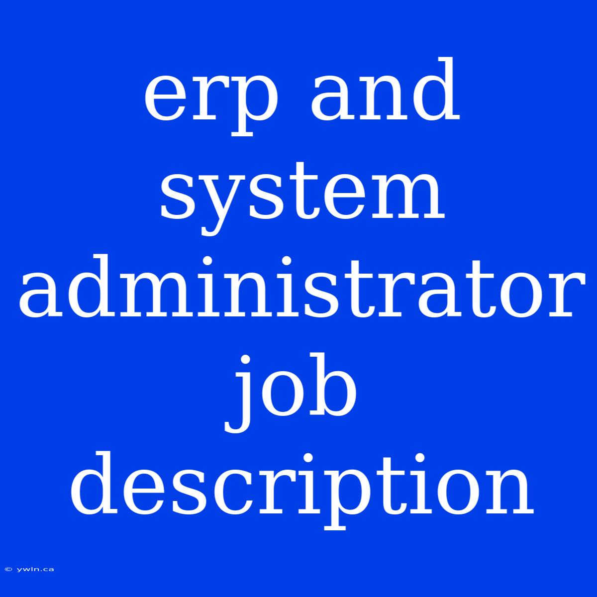 Erp And System Administrator Job Description