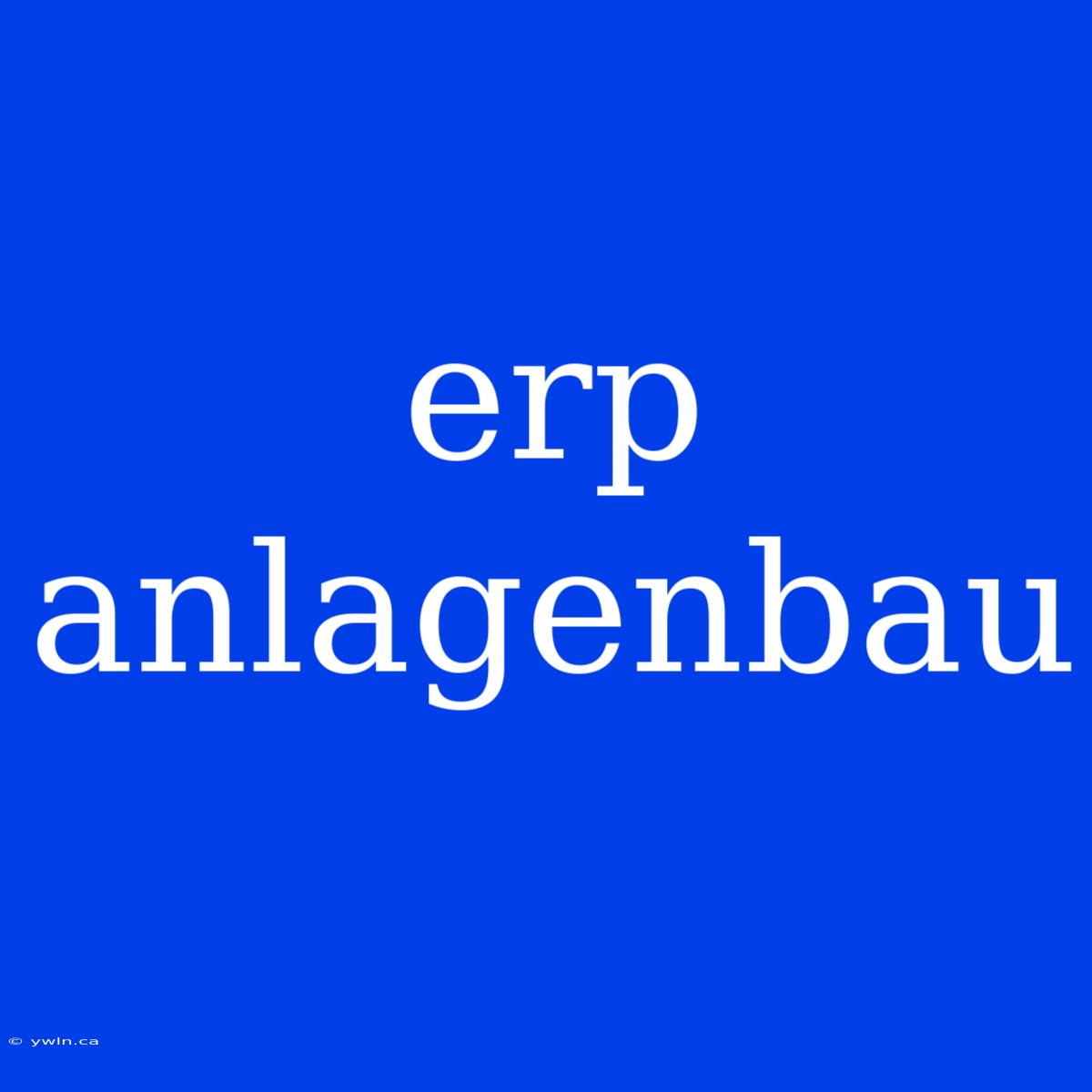 Erp Anlagenbau